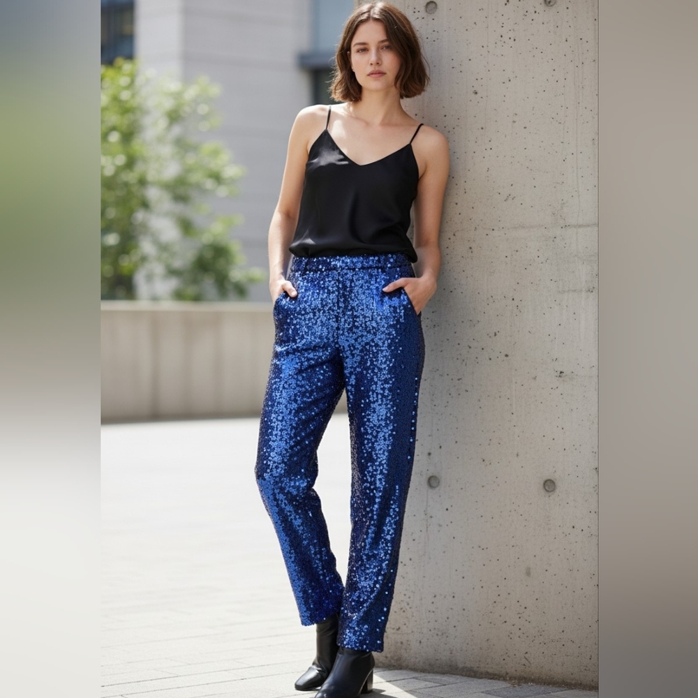 Sequin Women's Pants - Blue